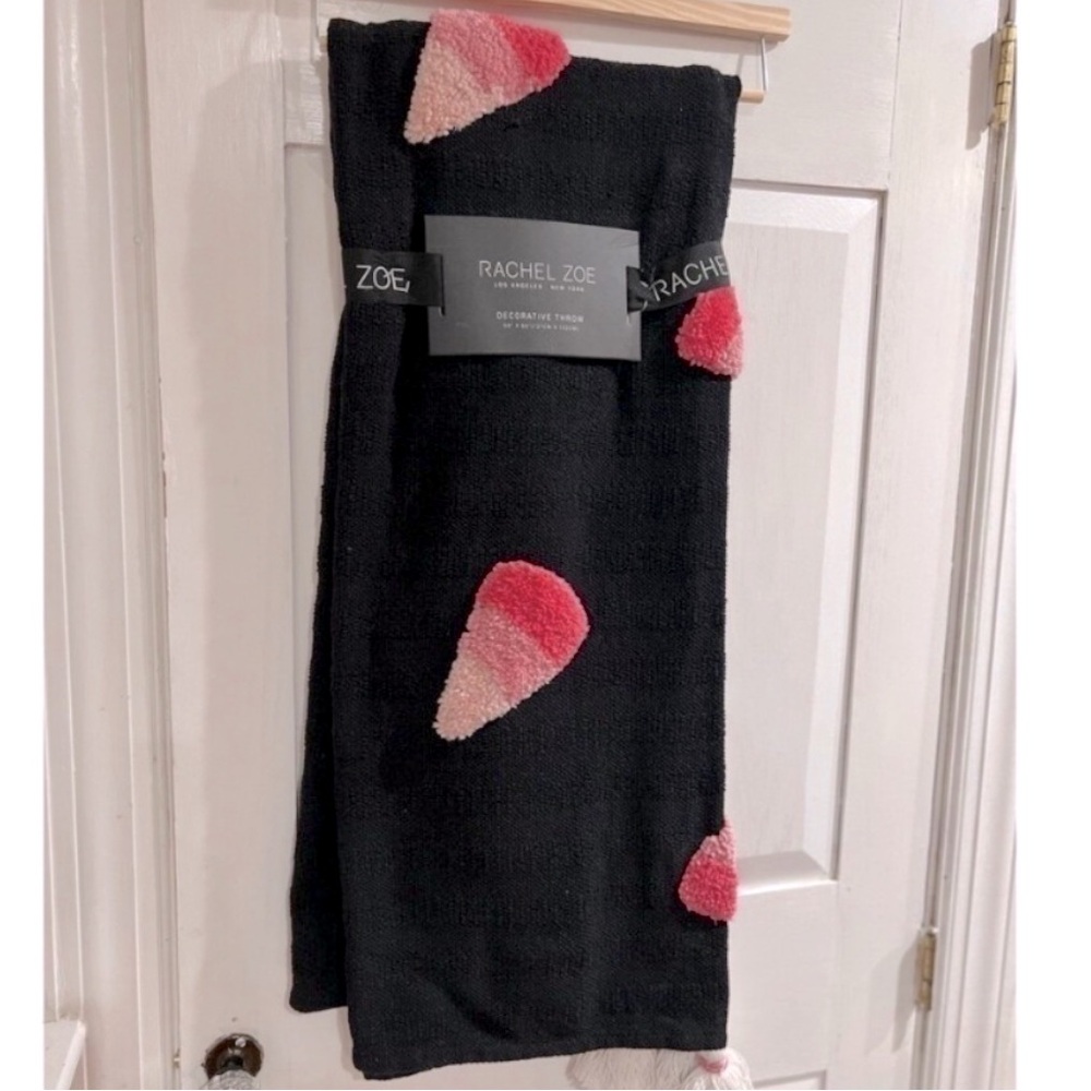 Rachel Zoe Halloween Pink Candy Corn Throw Blanket 50” X 60” brand new with tags